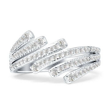 Bypass Stackable Statement Ring Cubic Zirconia 925 Sterling Silver Wholesale